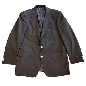 Vintage Burberrys' Blazer Super 100s Wool Black Gold Crest Buttons - Size 44‎
